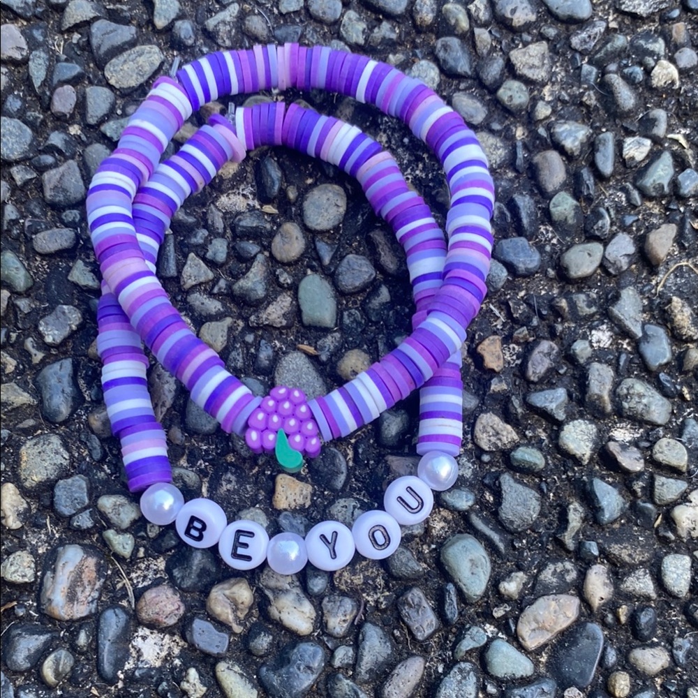 Purple Beaded Kids Bracelet